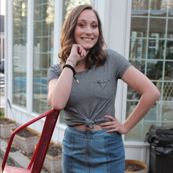 Tops - Black and White stripped shirt